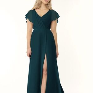 Azazie Teal Maxi Dress with Slit